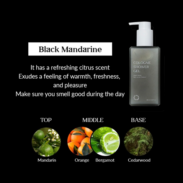 BLACK MONSTER Black Cologne Shower Gel Black Musk & Black Mandarine Made in Korea