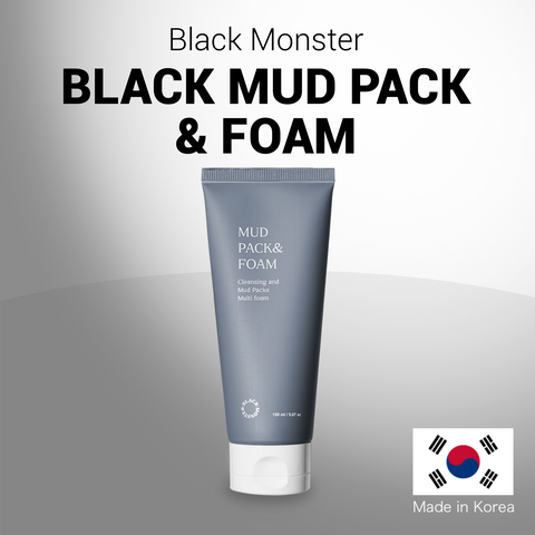 BLACK MONSTER Black Mud Pack & Foam Mask & Facial Cleanser Made in Korea