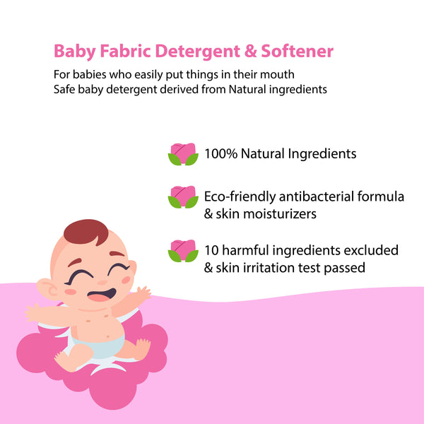 Buy baby fabric detergent and softener in Singapore - Free from harsh chemicals and artificial fragrances, making it safe for your family and the environment.